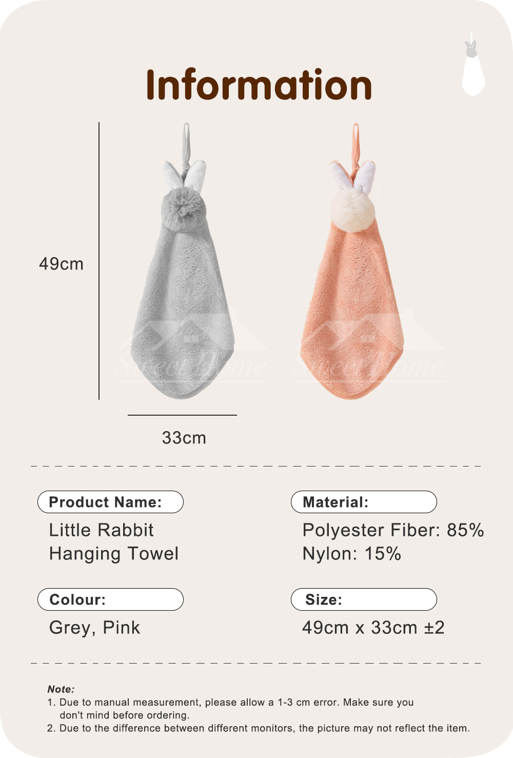 Mix Colour Little Rabbit Hanging Towel-8